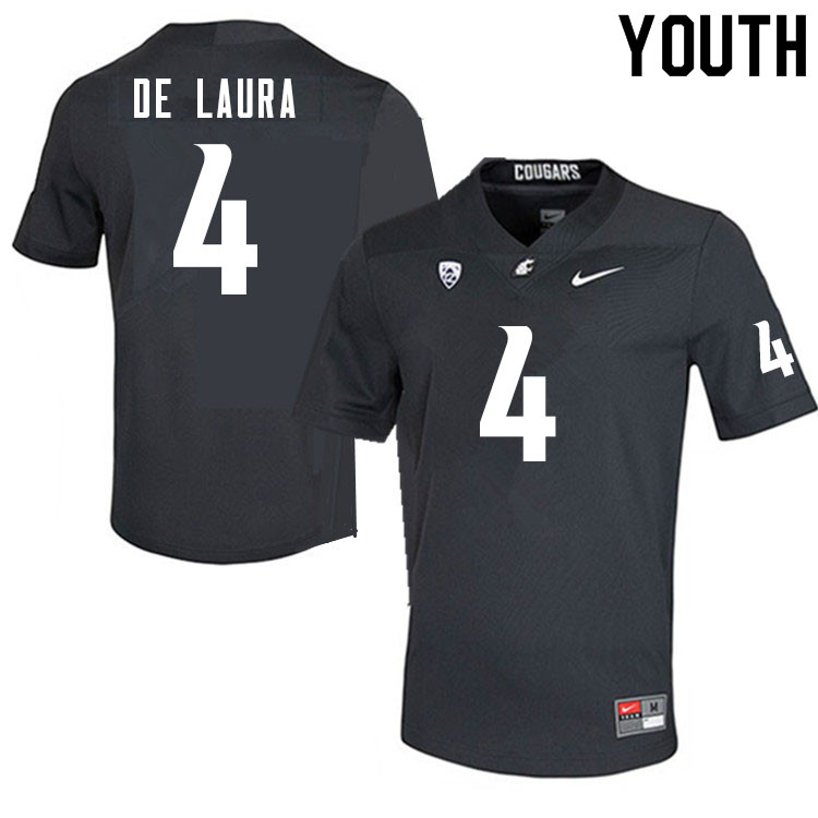Youth #4 Jayden de Laura Washington Cougars College Football Jerseys Sale-Charcoal - Click Image to Close